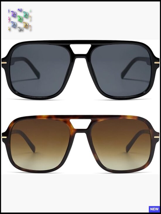 Retro Square Aviator Sunglasses Oversized 70s Classic Vintage Womens Unisex